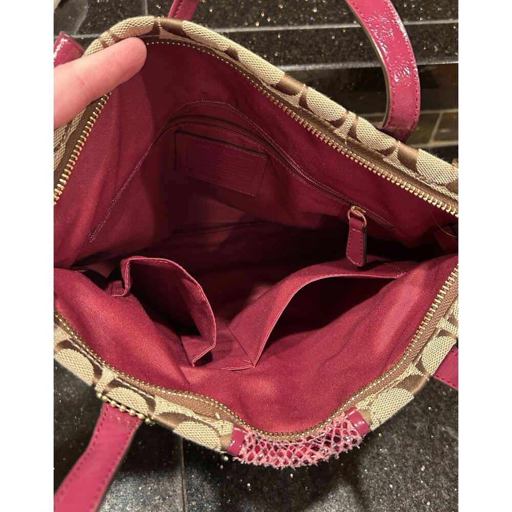 Coach Signature Raspberry Pink Python Snake Strip… - image 6